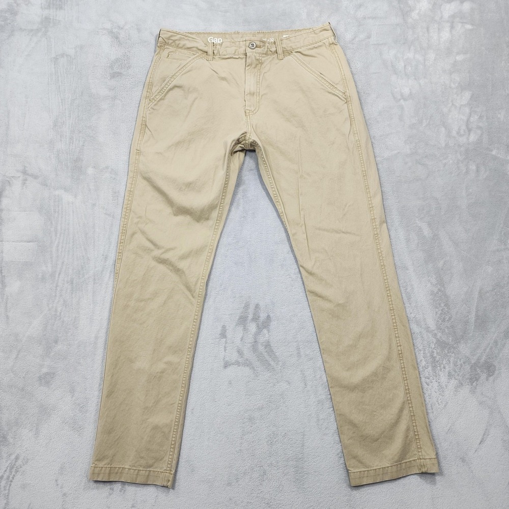 Gap Pants Mens 32x32 Beige 1969 Slim Worker Chino Straight Khakis Workwear
